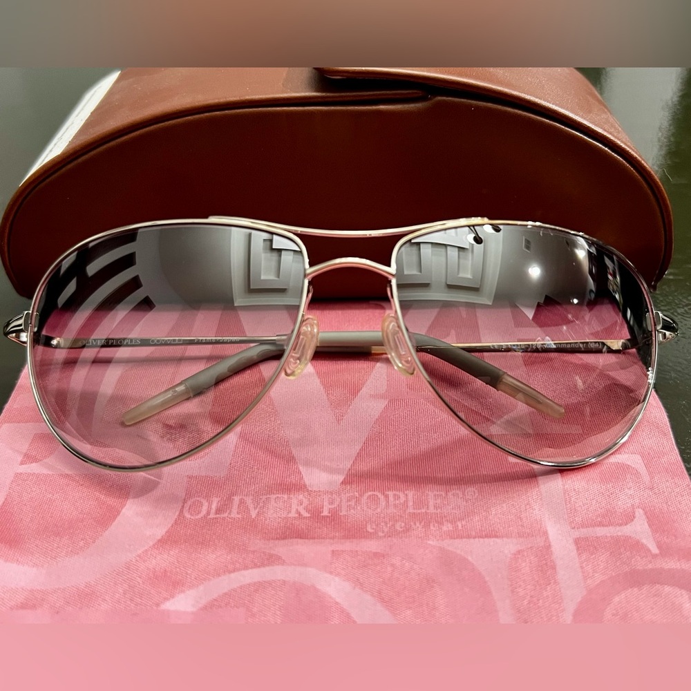 Oliver Peoples Silver Aviator Sunglasses with Gray Gradient Lenses